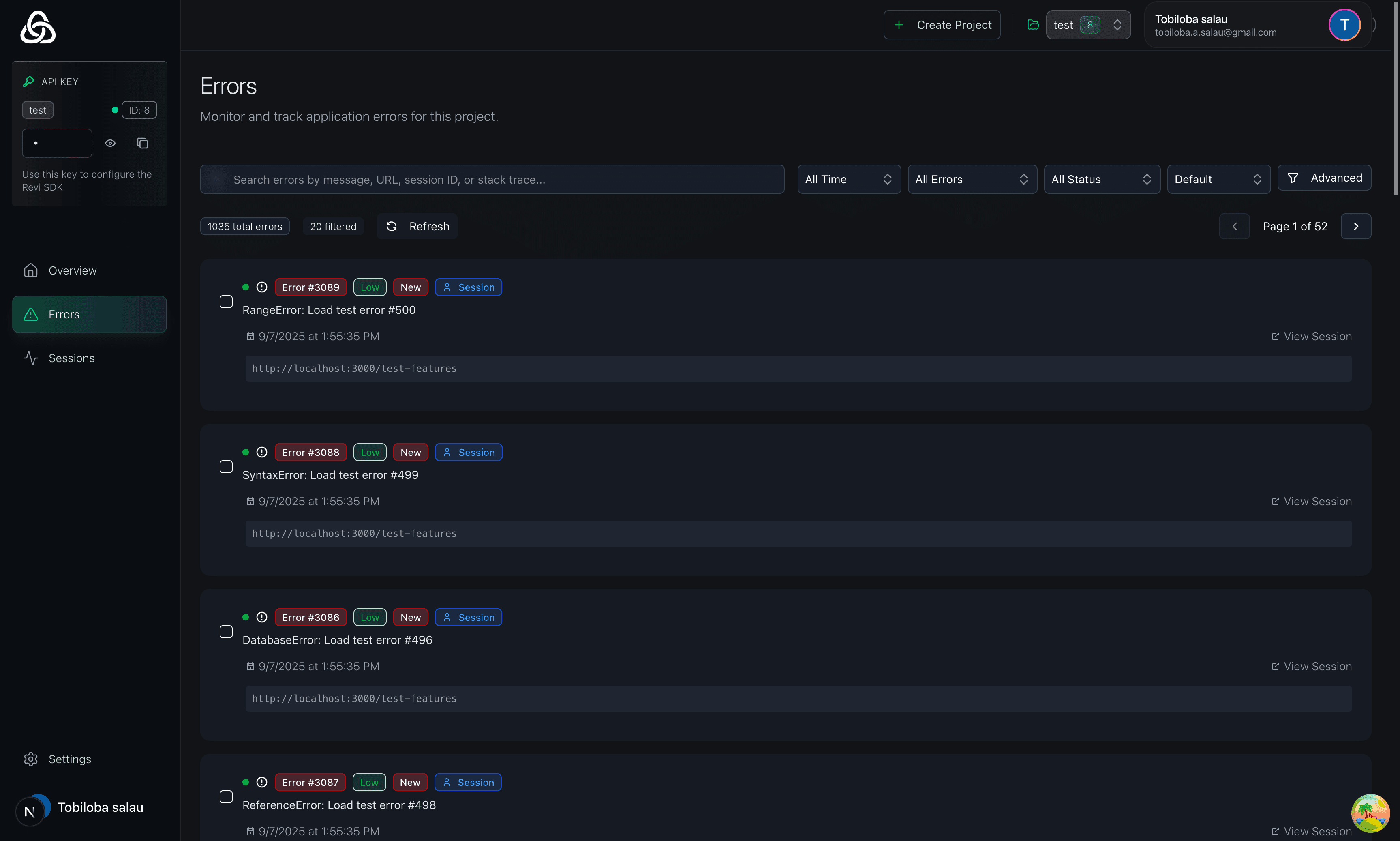 Session replay interface